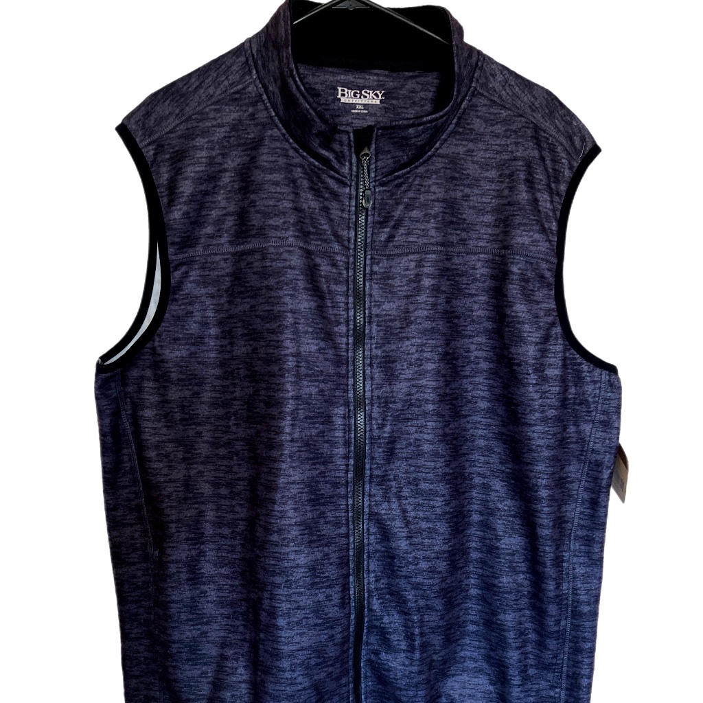 Big Sky Outfitters Nwt Mens Grey Vest Sz 2xl Front Zip Blade Neck Fleece Lined